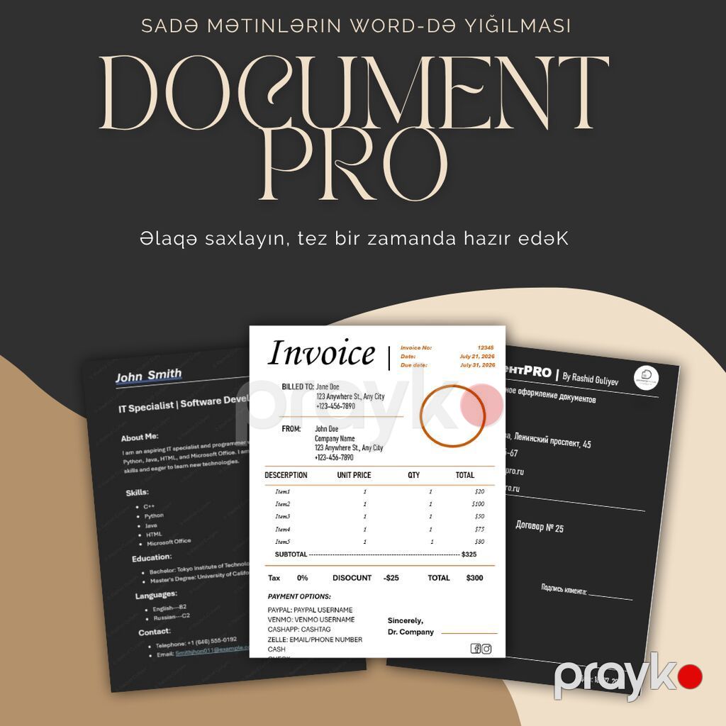Mətnlərin Word-də yığılması Foto/pdf Word 1 AZN-dən — Reklama, IT, marketing, Bakı