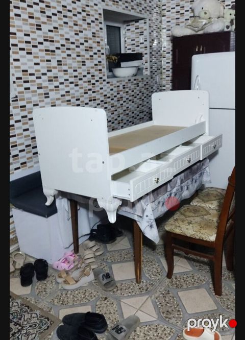 Ağ rəngli uşaq çarpayısı (beşik tipli) - Material: ağ rəngli Mdf/ldsp
