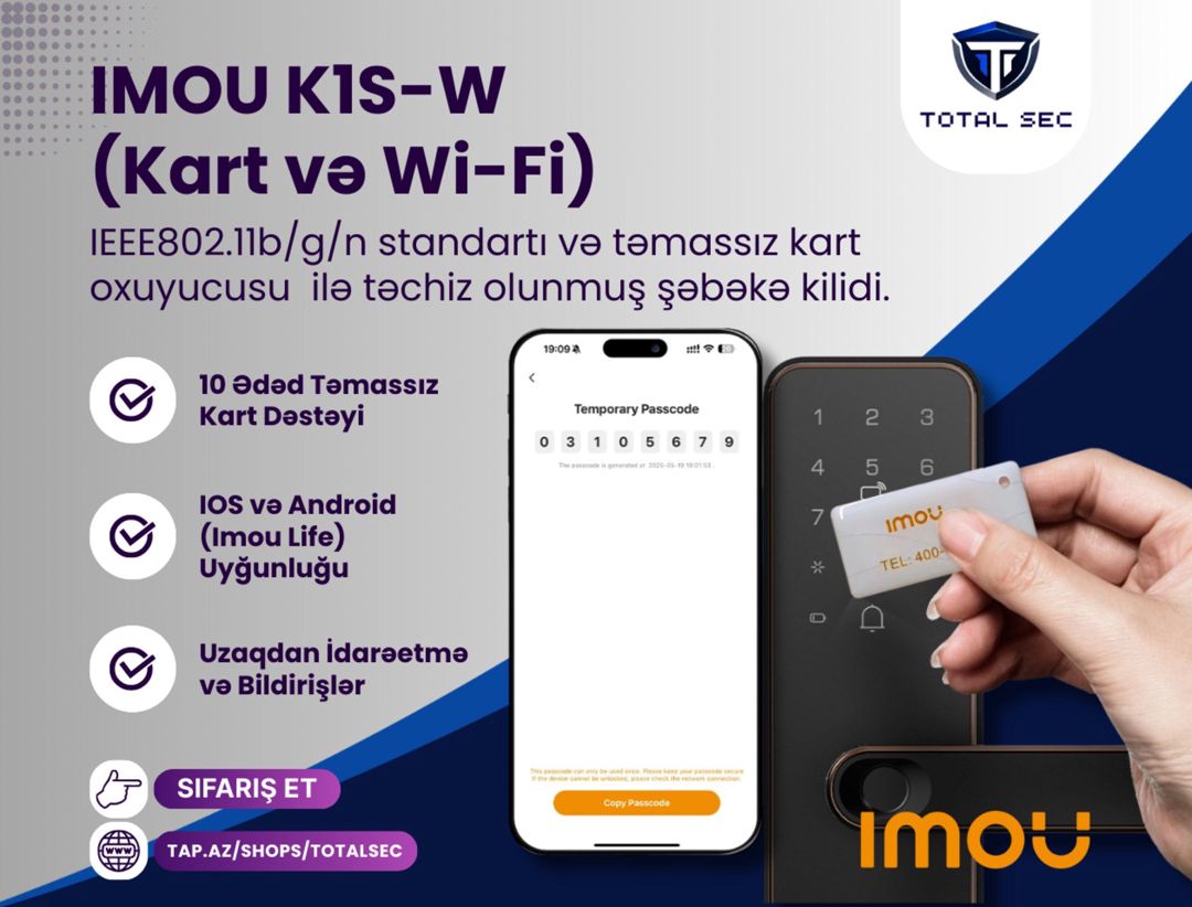 İmou ağıllı kilid - K1S-W — Ağıllı ev və təhlükəsizlik, Bakı (4)