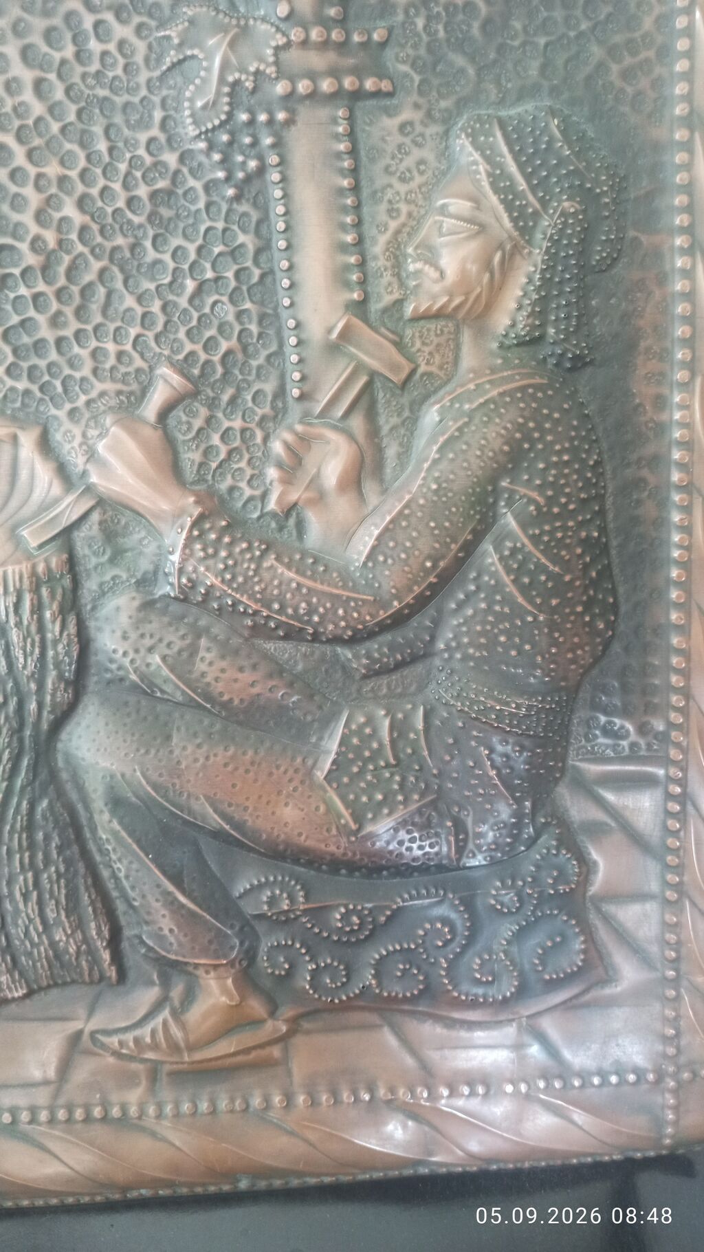 Misgər işi üslubunda relyefli mis panel 50*70 ölçüləri - Material — Plitka və örtü materialları, Digah (5)