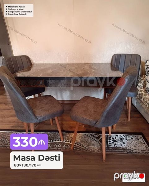 Masa Dəsti – 80×130/170 sm - Masa mexanizmi: açılan (uzadıla bilir) — Bakı