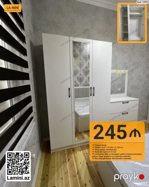 3 qapılı dolab – Lamini.az (Kod: 12009) - Model: 3 qapılı dolab, orta — Bakı