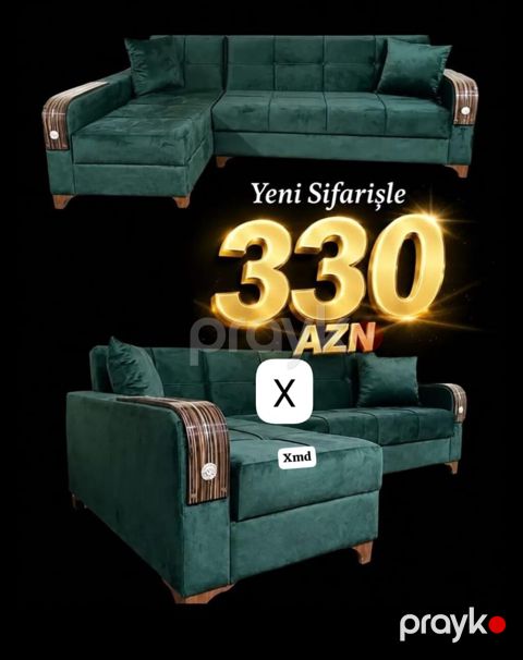Künc divan, Qonaq otağı üçün, Vеlur parça — Bakı