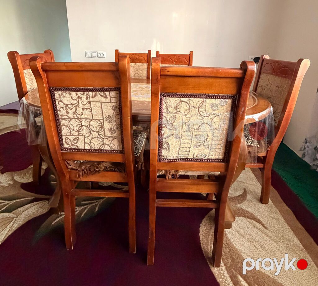 Qonaq otağı üçün, Yeni, Açılmayan, Oval masa, 6 stul — Masalar və stullar, Zaqatala (2)