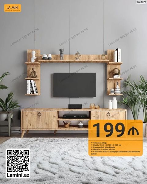 Məhsul: Televizor altlığı və divar rəf dəsti (Kod: 5377) — Bakı