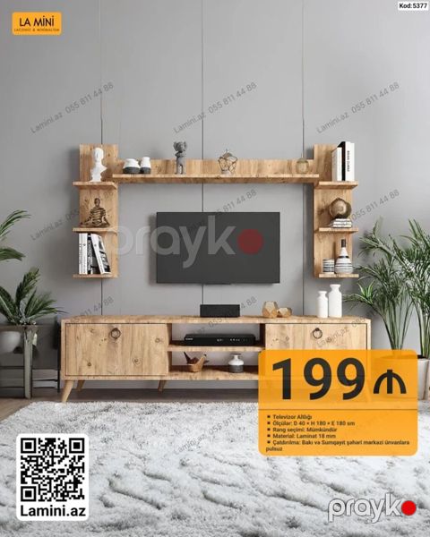 Məhsul: Televizor altlığı və divar rəf dəsti (Kod: 5377) — Bakı