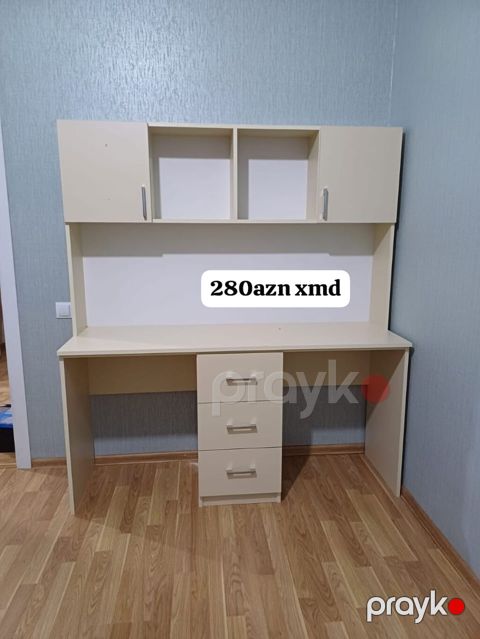 Tələbə və ofis üçün funksional yazı masası və üst dolab bloku — Mehdiabad