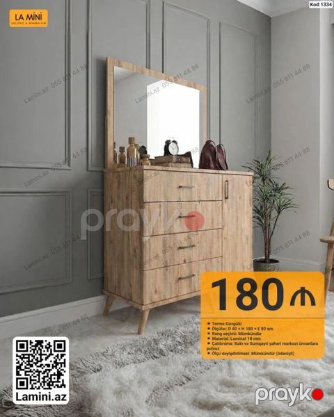 Termo güzgülü komod Xüsusiyyətlər: - Ölçülər: D 40 H 180 E 80 sm — Bakı
