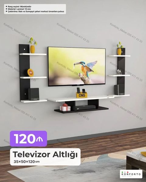 Televizor Altlığı – divara montaj üçün modern modul dəst - Ölçülər — Bakı