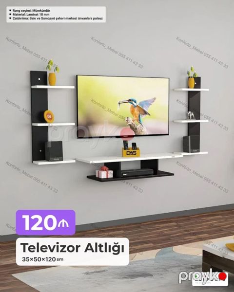 Televizor Altlığı – divara montaj üçün modern modul dəst - Ölçülər — Bakı