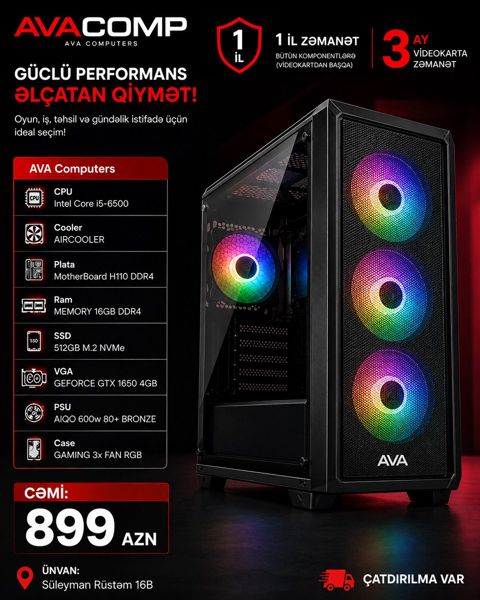 Gaming PC i5+16GB+512GB+ VGA 4GB — Bakı