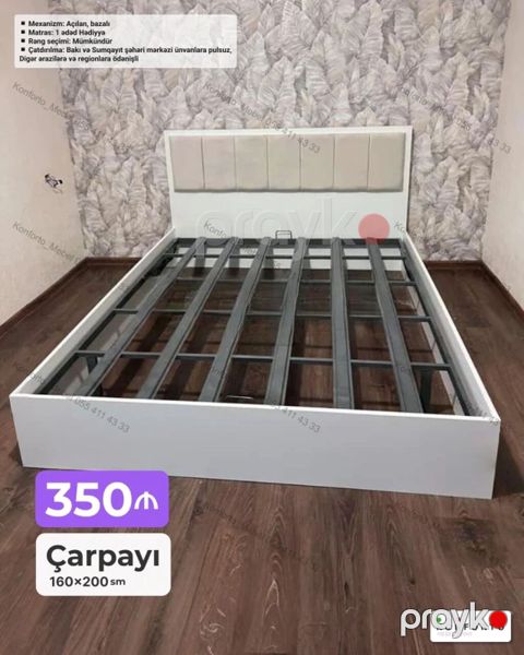 Məhsul: Açılan, bazalı çarpayı Ölçü: 160×200 sm Qiymət: 350 — Bakı