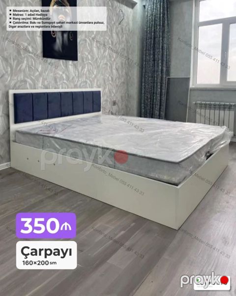 Məhsul: Çarpayı Ölçü: 160×200 sm Qiymət: 350 (şəkildə — Bakı