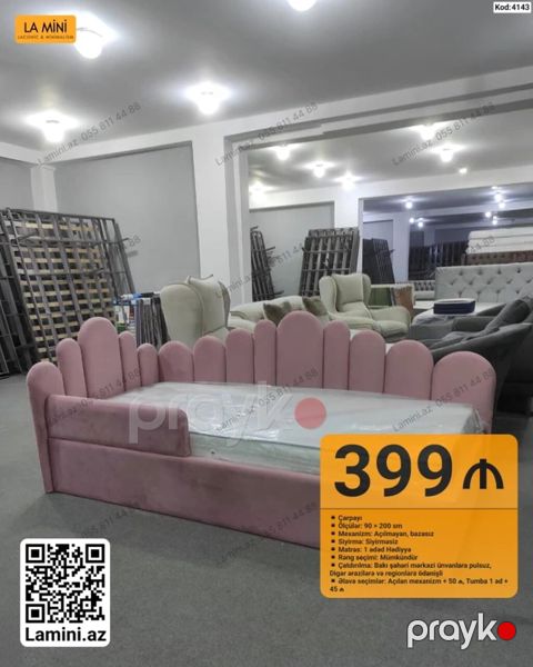 Uşaq/yataq otağı üçün yumşaq başlıqlı çarpayı - Ölçü: 90 200 sm — Bakı