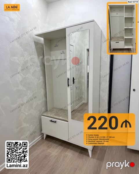 Dəhliz Dolabı – LA Mını (Kod: 10719) - Ölçülər: D 45 H 200 E 100 — Bakı