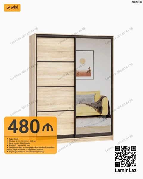 Kupe Dolab - Model kodu: 13160 - Növ: Sürgülü kupe dolab - Ölçülər — Bakı