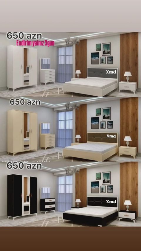 Yataq otağı dəsti – 650 AZN “Endirim yalnız 3 gün” Dəst tərkibi: - 3 — Bakı