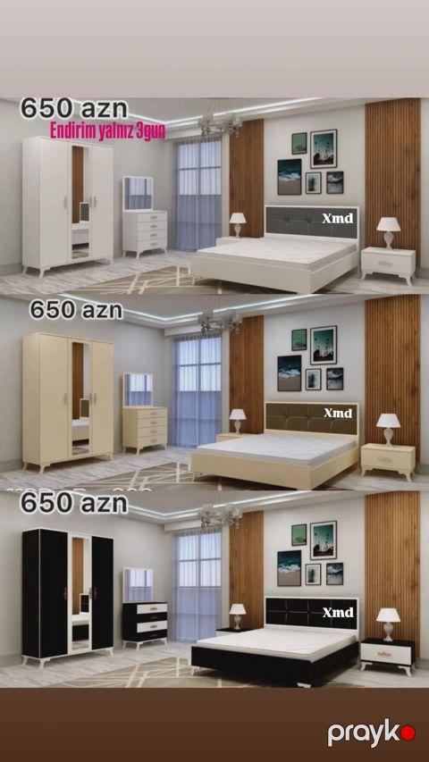 Yataq otağı dəsti – 650 AZN “Endirim yalnız 3 gün” Dəst tərkibi: - 3 — Bakı