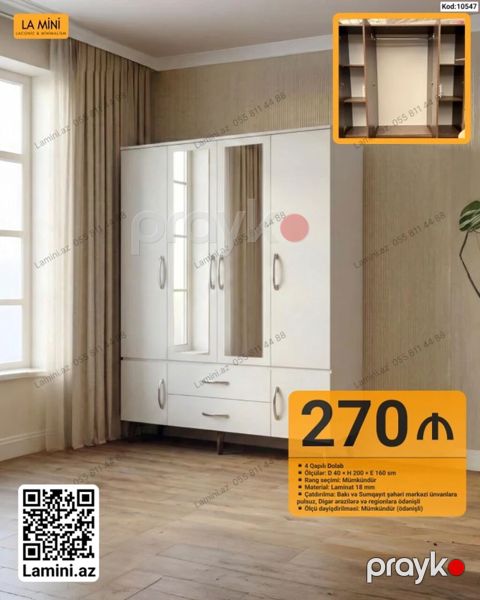 Dəhliz dolabı – minimalist dizayn - Ölçülər: D 45 H 200 E 100 sm — Bakı