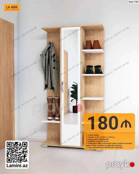 Dəhliz dolabı – minimalist dizayn - Ölçülər: D 40 H 200 E 100 sm — Bakı