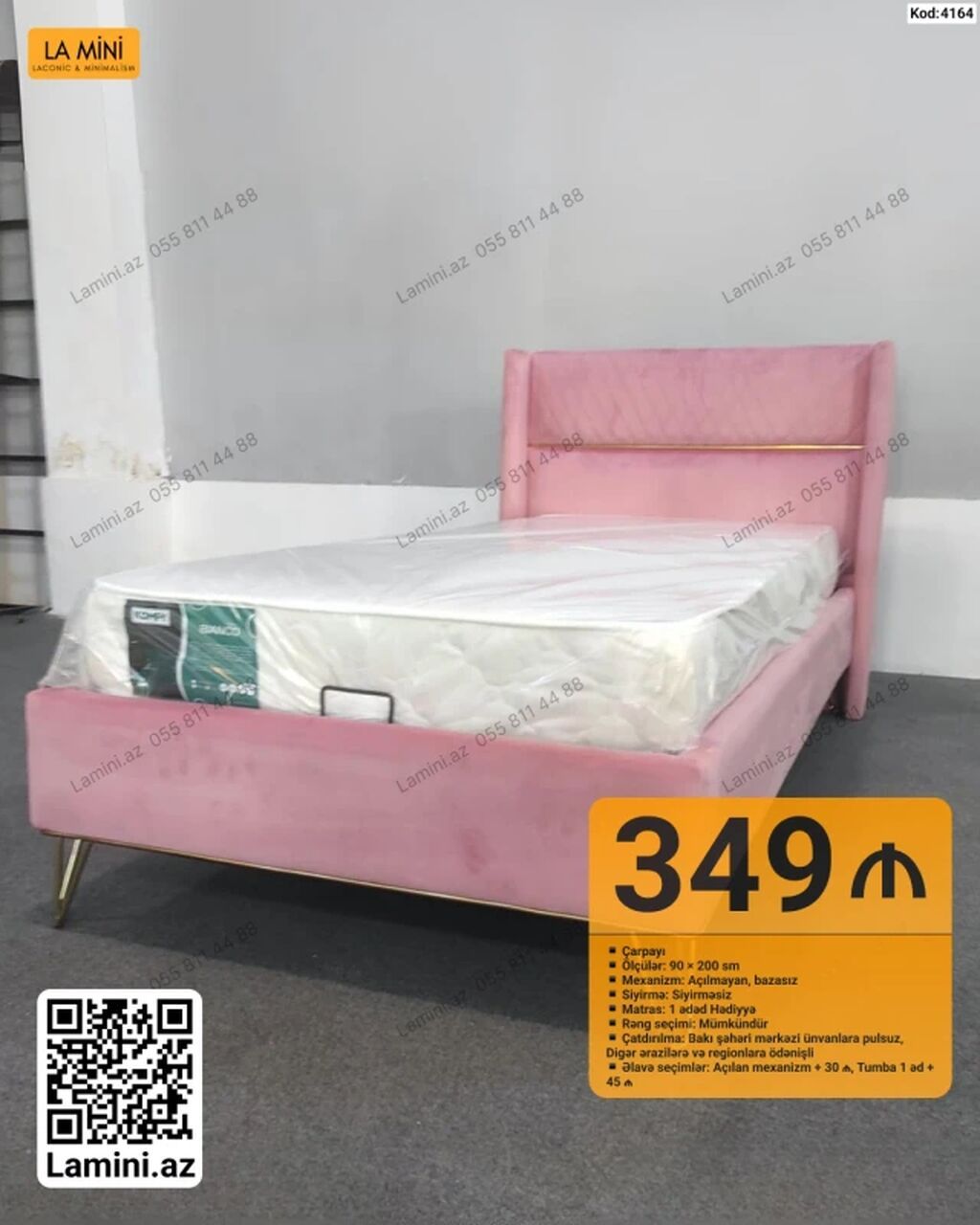 Yataq çarpayısı – La Mini (Kod: 4164) - Ölçü: 90 200 sm - Mexanizm — Yataqlar, Bakı (2)
