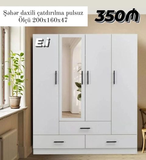 4 qapılı dolab Yep yeni 350 azn rəng seçimi var çatdırılma var — Saray