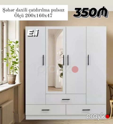 4 qapılı dolab Yep yeni 350 azn rəng seçimi var çatdırılma var — Saray