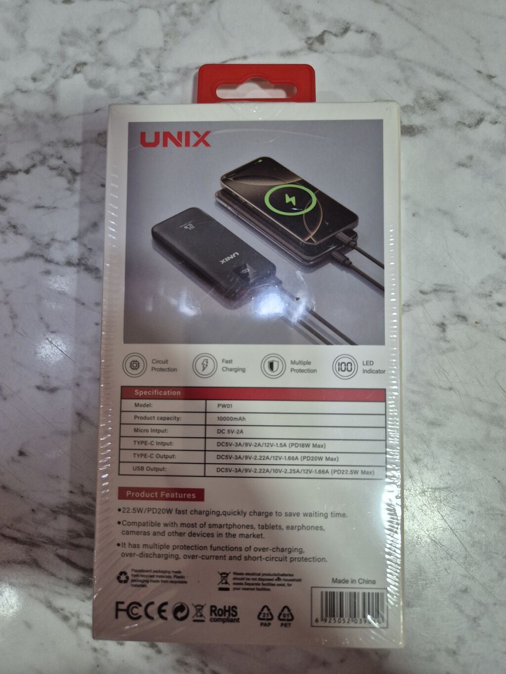 Yenidir.UNIX PW01 Power Bank - Tutum: 10000 mAh - Sürətli enerji — Powerbank-lər, Bakı (2)