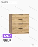 Komod – 40×100×80 sm - Model: Komod, 4 çekməcəli - Ölçülər: 40 sm — Ürünler