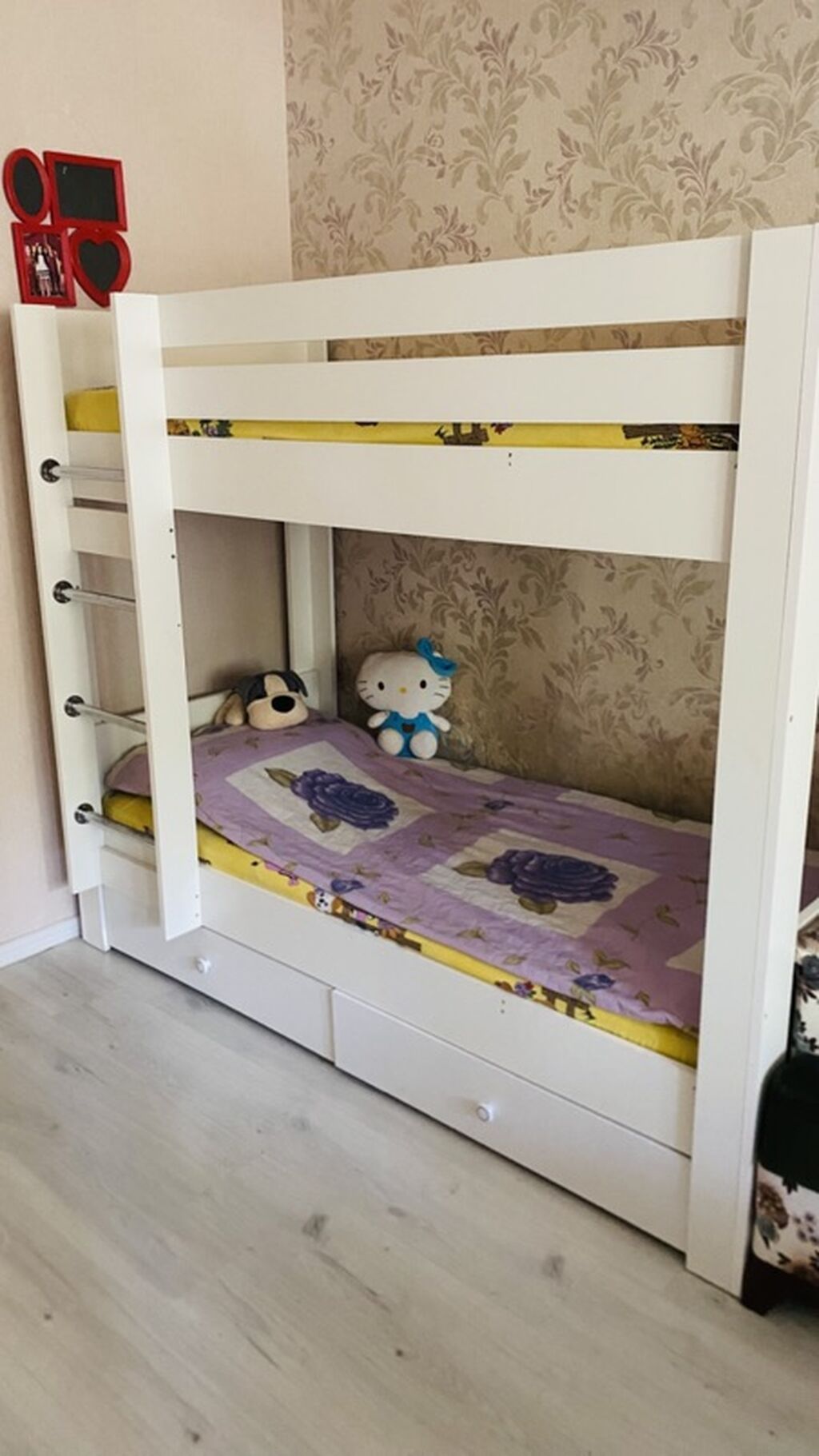 Uşaq iki mərtəbəli çarpayı - Rəng: ağ, modern dizayn - Material — Yataqlar, Bakı (2)