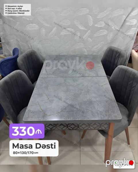 Masa Dəsti - Ölçü: 80×130/170 sm (açılan mexanizm) - Mexanizm: Açılan — Bakı