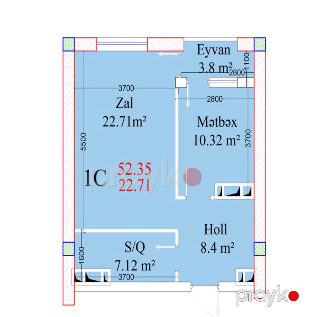 Satılır 1 otaqlı yeni tikili 52.4 m² — Mənzil, Bakı (3)