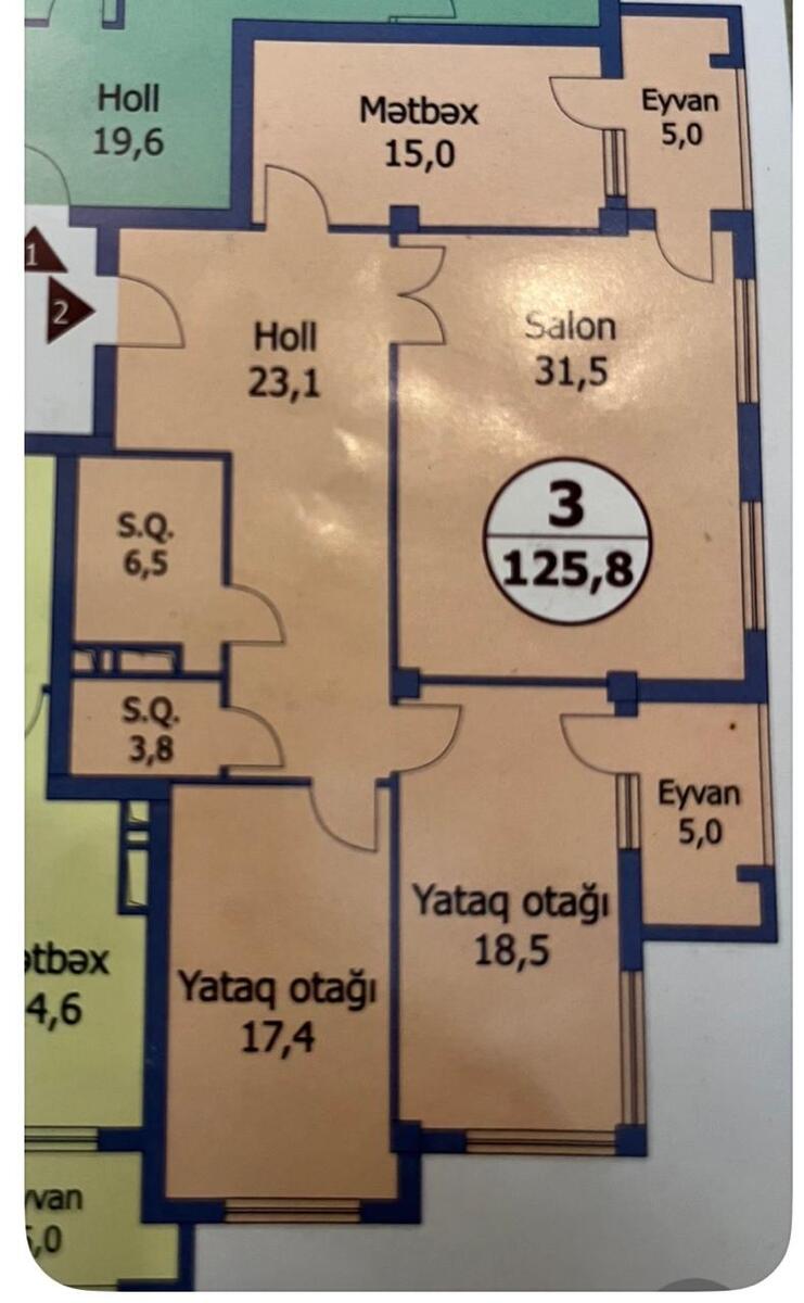 Satılır 3 otaqlı yeni tikili 130 m² — Mənzil, Bakı (2)