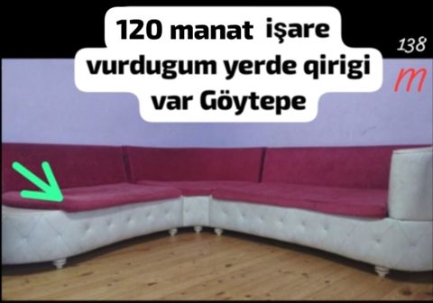 L‑şəkilli yumşaq künc divanı. - Oturacaq və arxa hissə: tünd — Masallı