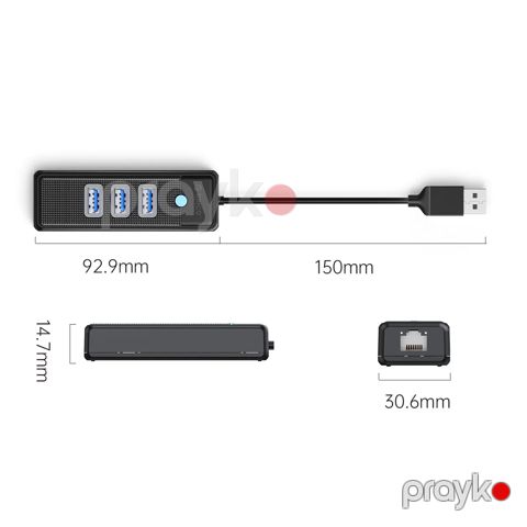 USB hub ORICO-PWCUR-C3-015-BK-EP 3-port Type-C — Bakı