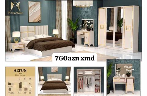 Altun yataq dəsti – krem (parlaq) dizayn Komplekt: - Çarpayı başlığı — Mehdiabad