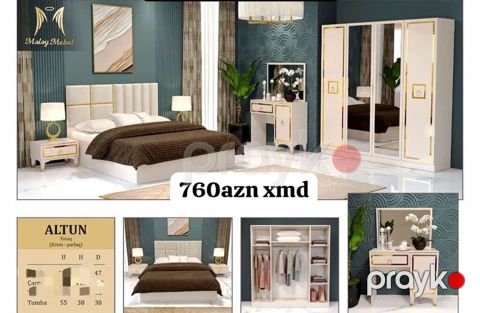 Altun yataq dəsti – krem (parlaq) dizayn Komplekt: - Çarpayı başlığı — Mehdiabad