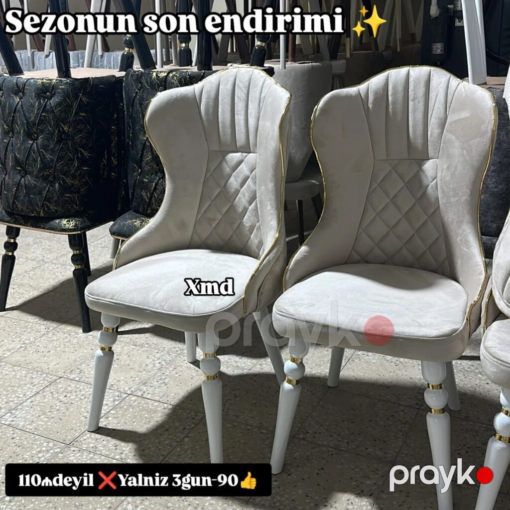 Yemək otağı üçün zərif dizaynlı yumşaq stullar - Model: yüksək — Stullar, Bakı (3)