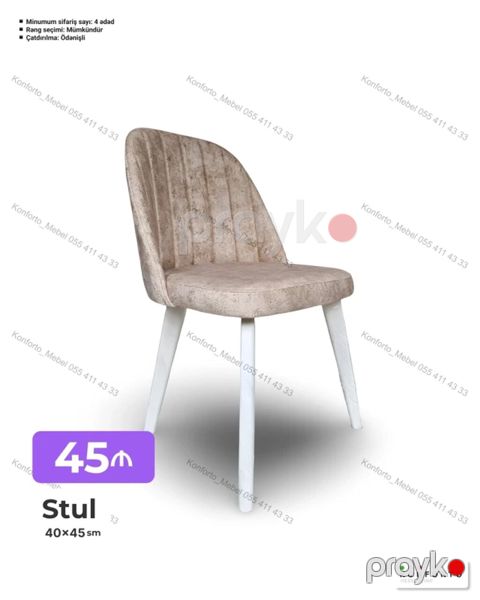 Stul – 40×45 sm - Yumşaq, komfortlu oturacaq və bel hissəsi - Parlaq — Bakı