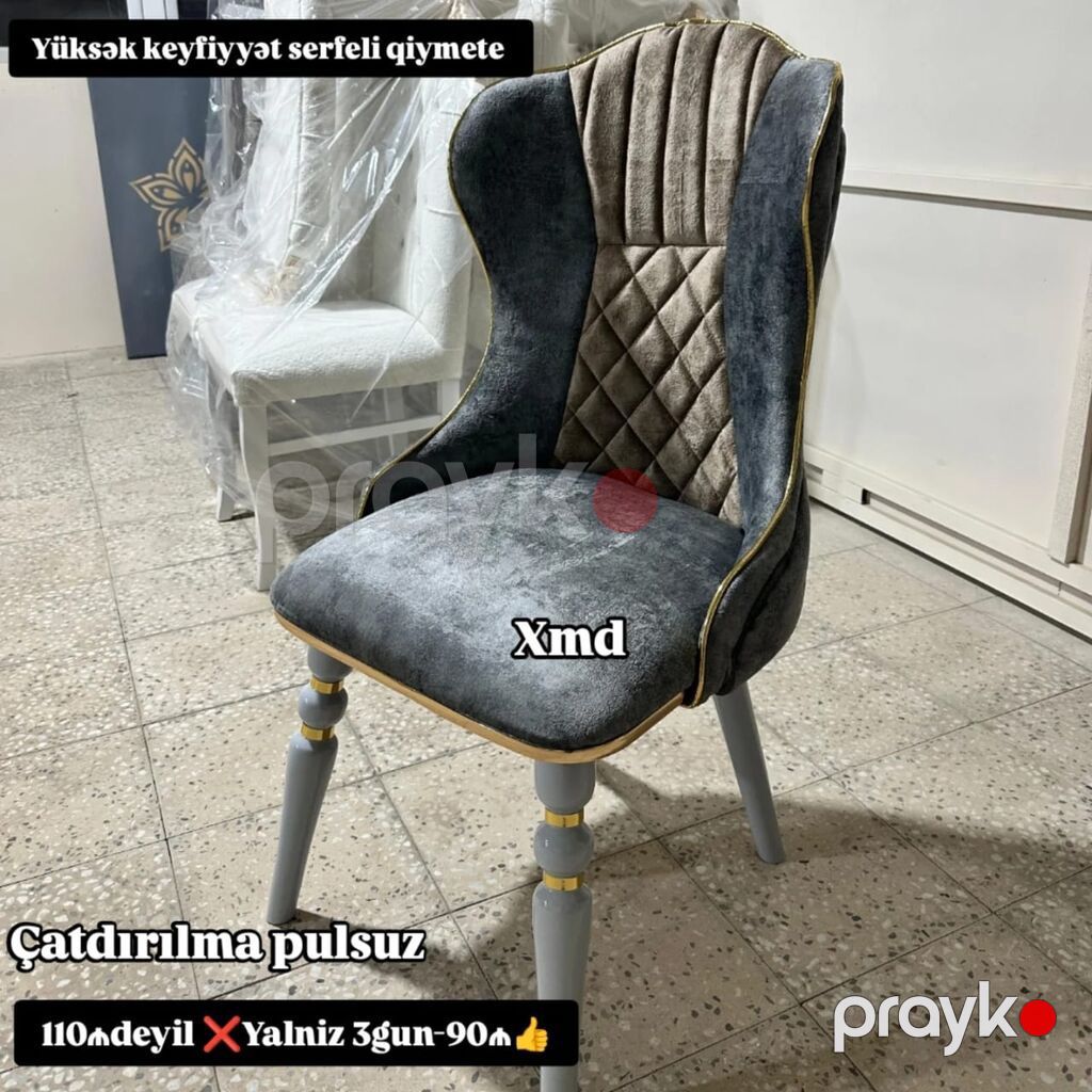 Yemək otağı üçün zərif dizaynlı yumşaq stullar - Model: yüksək — Stullar, Bakı (2)