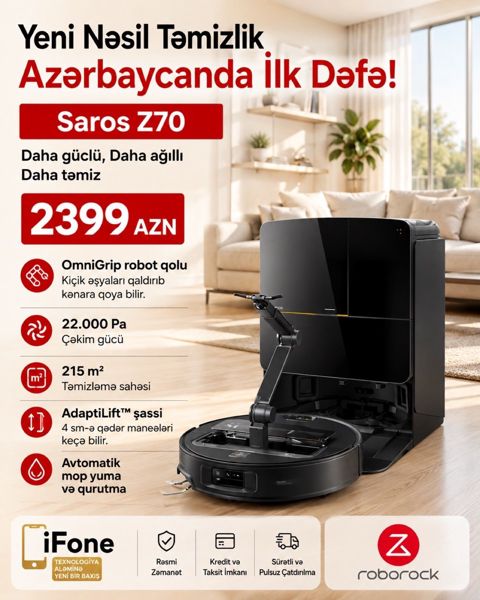 Roborock Saros Z70 tozsoran — Bakı
