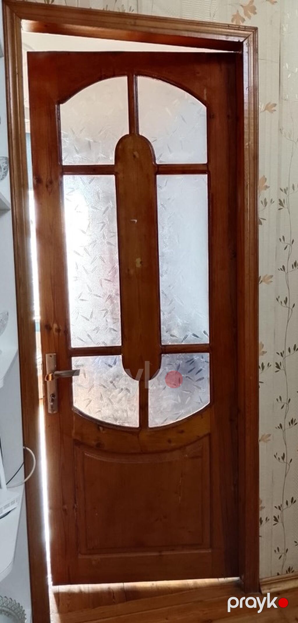 Taxta iç qapı – şüşəli model - Material: təbii ağac (rəngli lak — Pəncərələr, qapılar, balkonlar, Digah