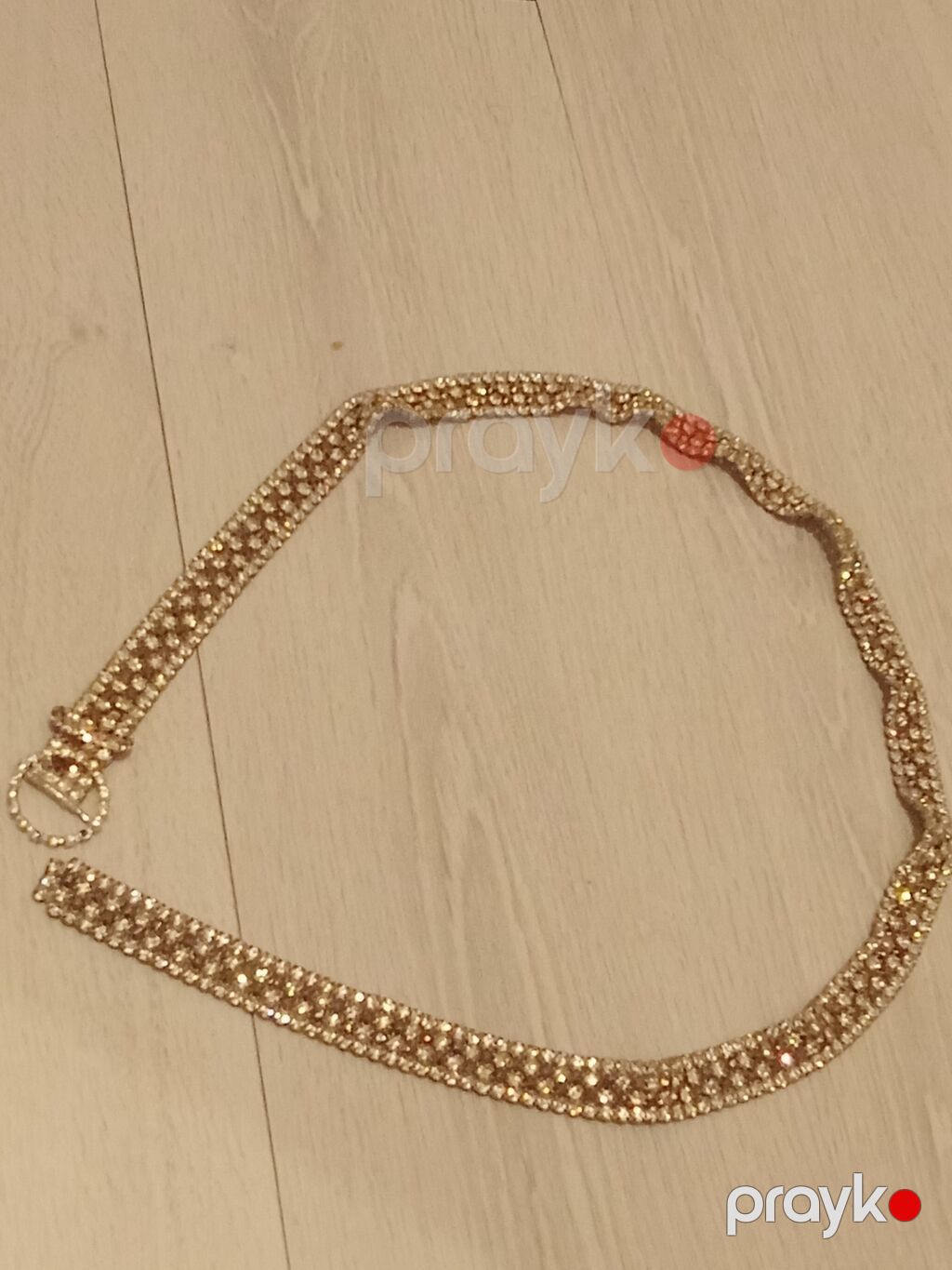 Qızılı rəngli daşlı kəmər - Material: parlaq rhinestone/kristal — Kəmər, Masazır