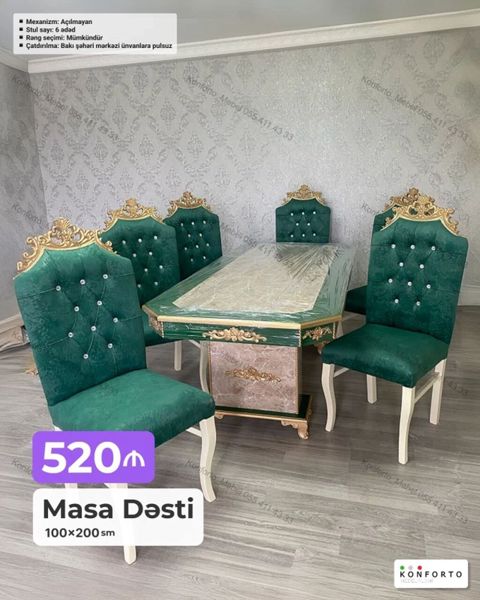 Məhsul: Masa Dəsti - Ölçü: 100×200 sm - Masa mexanizmi: Açılmayan — Bakı
