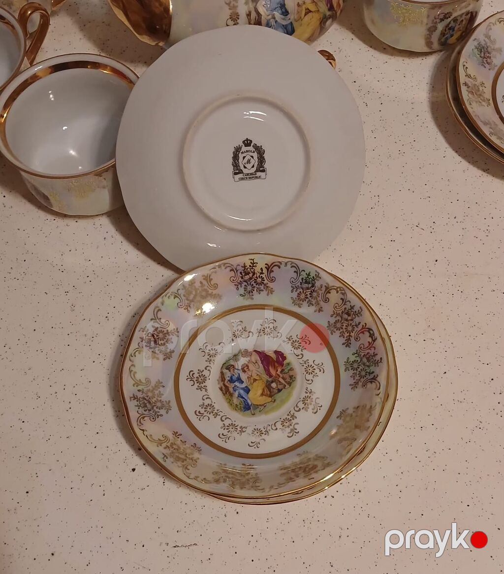 Çay dəsti, rəng - Qızılı, Farfor, 6 nəfərlik, Çexiya — Süfrə qabı, Bakı (2)