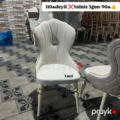 Yemək otağı üçün zərif dizaynlı yumşaq stullar - Model: yüksək — Bakı