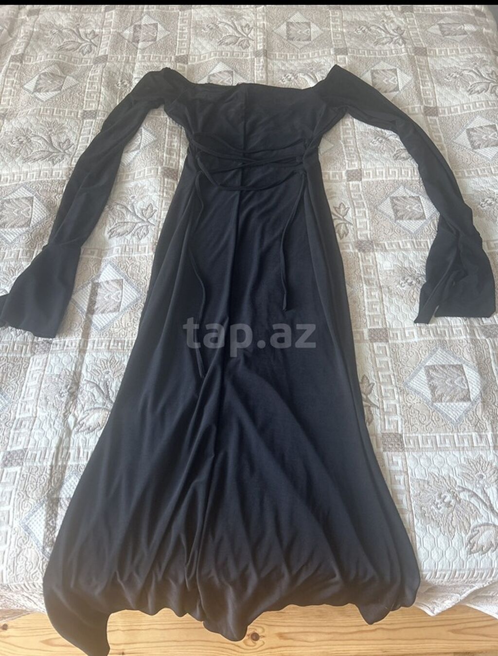 Qara rəngli uzun ziyafət/libas - Model: çiyinləri açıq, of-şolder — Axşam paltarları, Xırdalan (2)