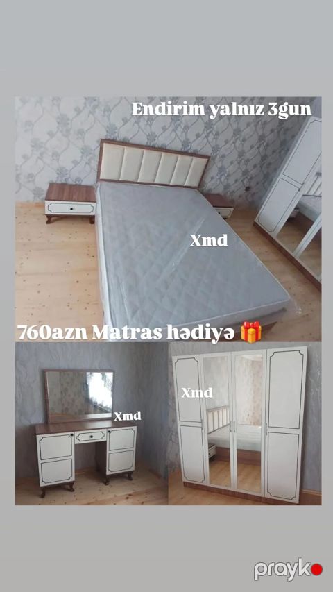 Yataq otağı dəsti Tərkibi: - Yumşaq başlıqlı iki nəfərlik çarpayı — Bakı