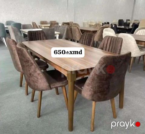Yemək otağı dəsti: 1 masa + 6 stul - Qiymət: 650 (şəkildə — Bakı