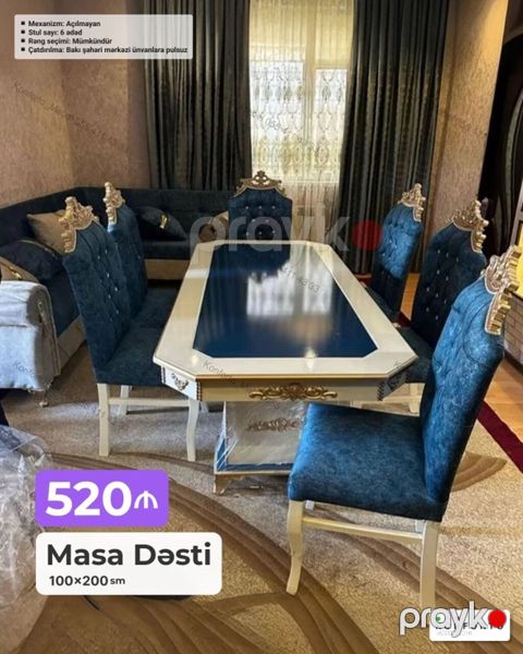 Məhsul: Masa dəsti Ölçü: - Masa: 100×200 sm Xüsusiyyətlər — Bakı